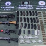 SSP, Sedena y GN detienen a dos en posesión de 8 fusiles y un lanza granadas, en Parácuaro