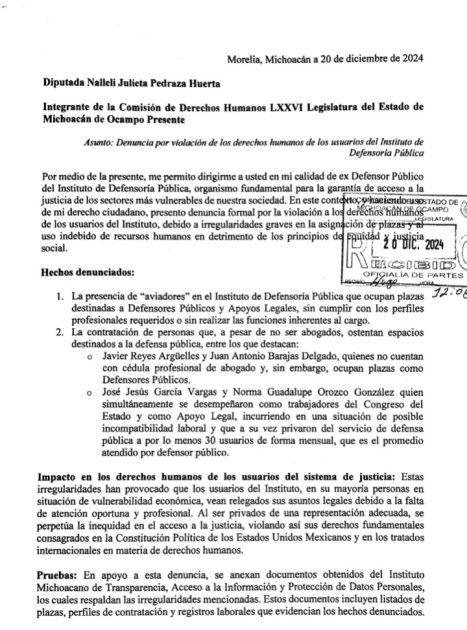Documento Defensoría- Congreso del Estado