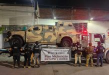 Con apoyo operativo de la Guardia Civil, aseguran dos vehículos con blindaje improvisado durante cateo en Parácuaro